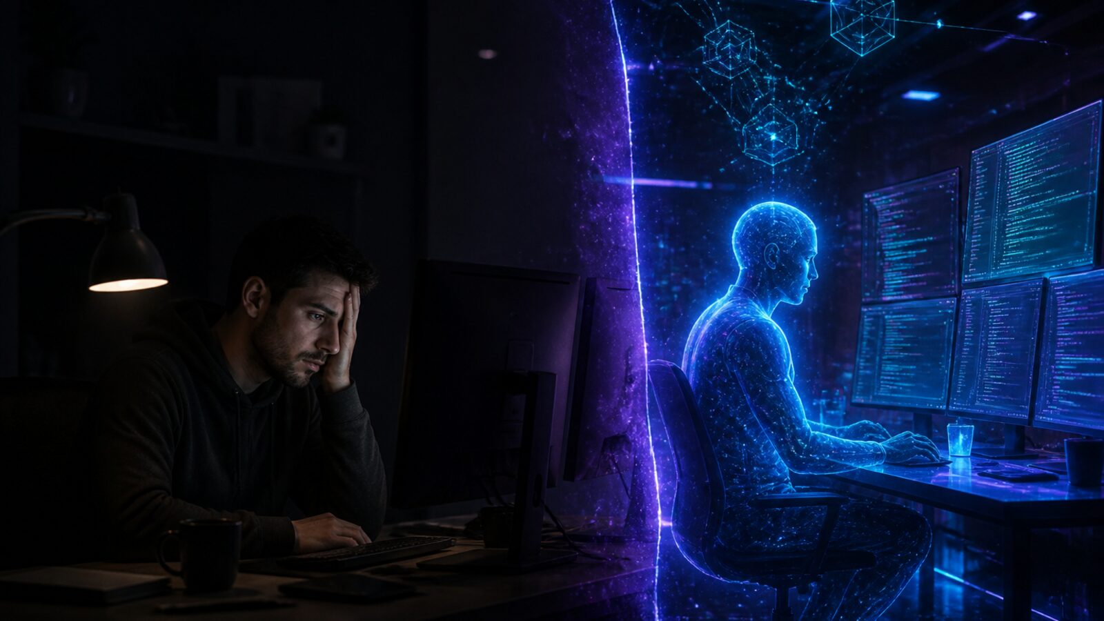 Agente de código trabajando en paralelo mientras espera una decisión humana