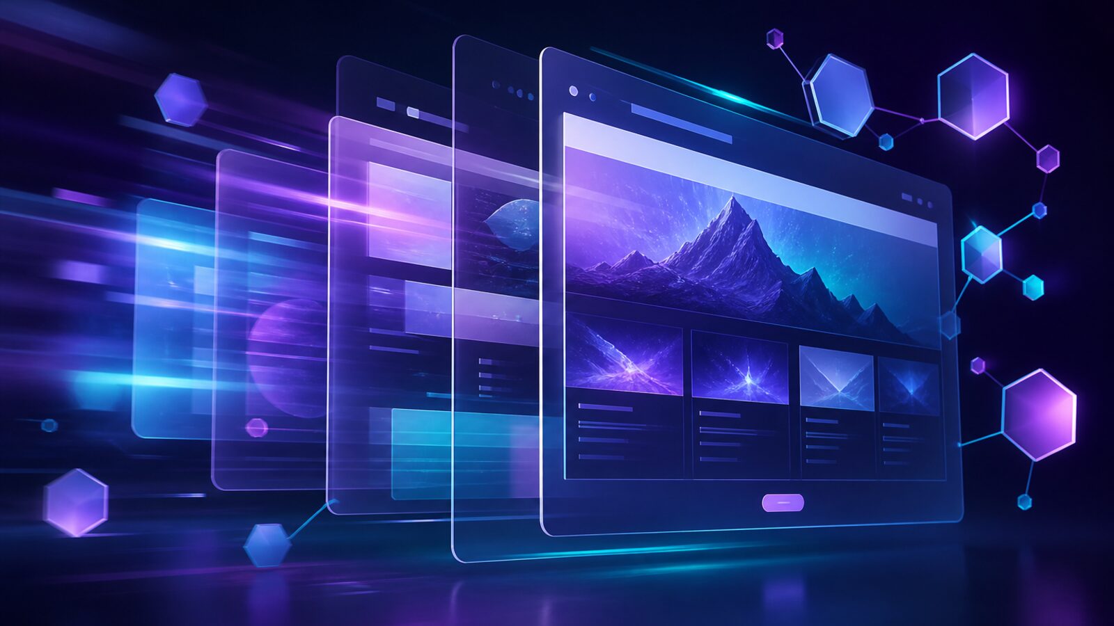 Interfaces web que transicionan al instante entre capas de una aplicación