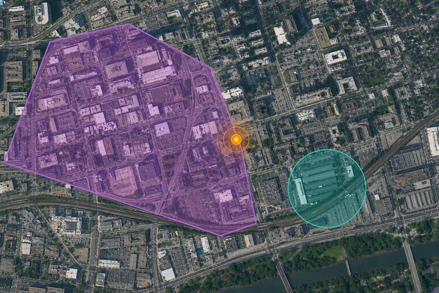 Zonas geográficas y alertas en un mapa