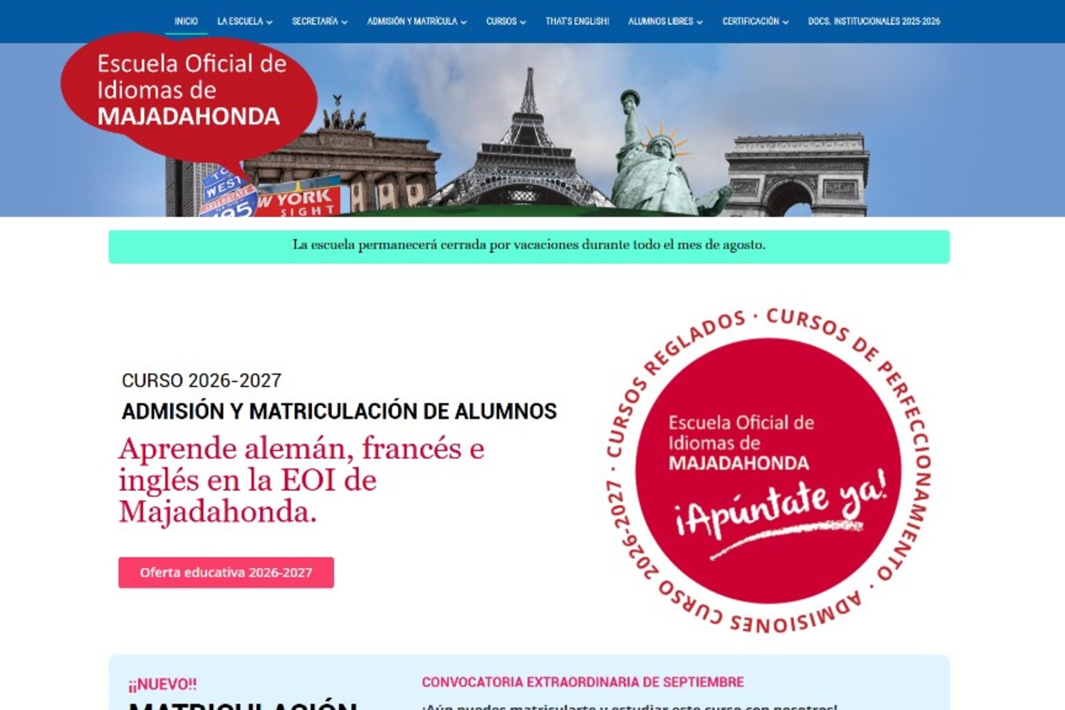 Sitio oficial de la EOI de Majadahonda