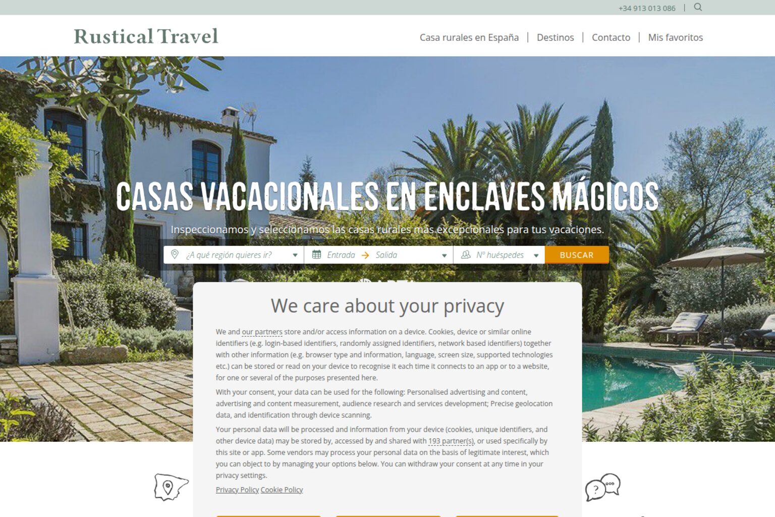 Web de Rustical Travel con casas rurales exclusivas