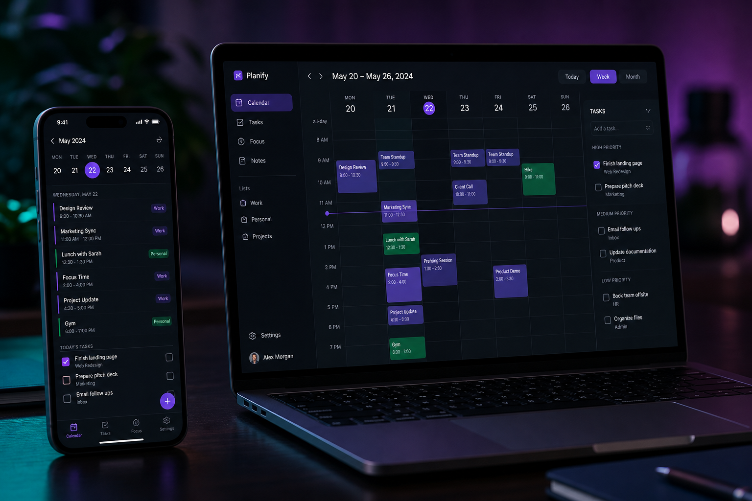 Calendario SmartPlanner en dispositivo