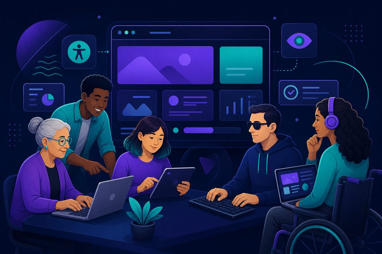 Personas diversas usando web accesible