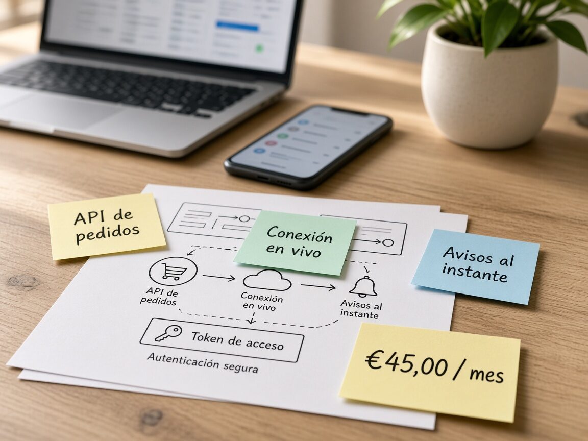 Esquemas de API de pedidos y avisos al instante sobre el escritorio