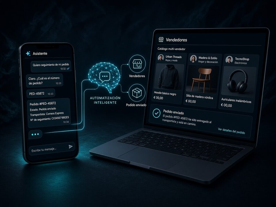 Asistente y automatización con IA al lado del marketplace