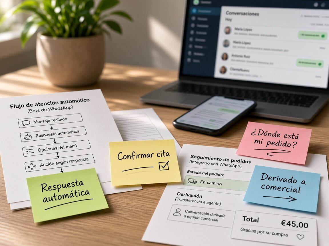 Notas de respuestas automáticas, citas y derivación a comercial