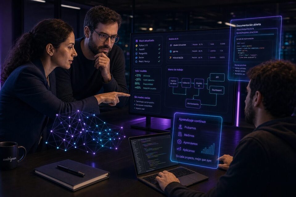Equipo aprendiendo nuevas herramientas