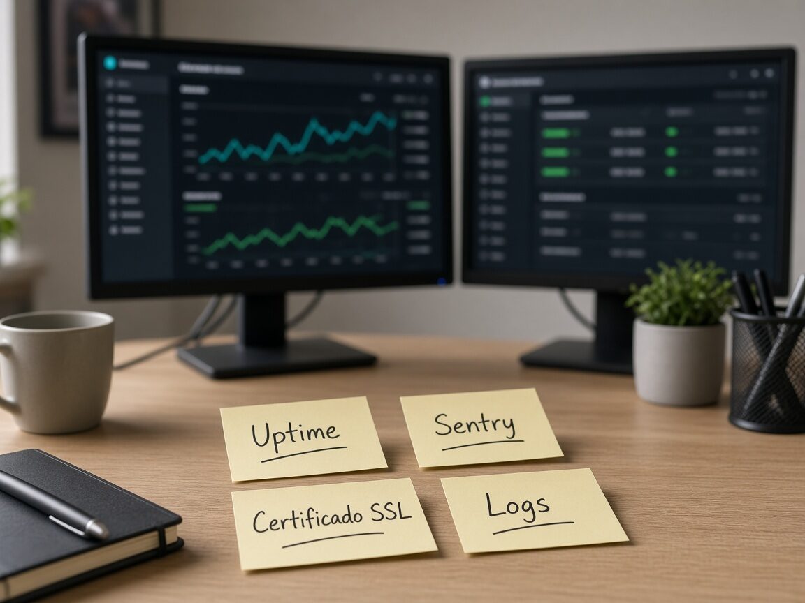 Notas de uptime, errores Sentry y alertas al equipo